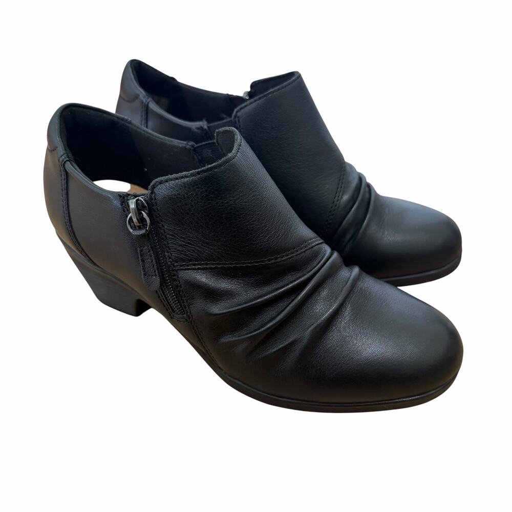 Clarks Emily 2 Braley Black Leather Booties Sz 6.5